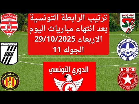 الصراع يشتعل..ترتيب الدوري التونسي اليوم بعد انتهاء مباريات الاربعاء 29/10/2025 الرابطة التونسية