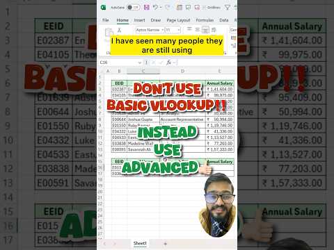 Don't Use Basic Vlookup in Excel‼️Instead Use Advanced Vlookup #excel #exceltips #short #exceltricks