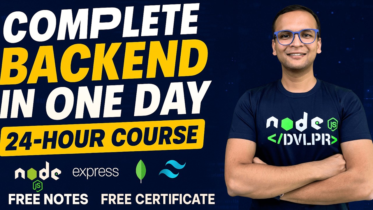 ππ₯ Complete Backend Development in One Day (2025) | Hindi | Notes | GitHub | Free Certification
