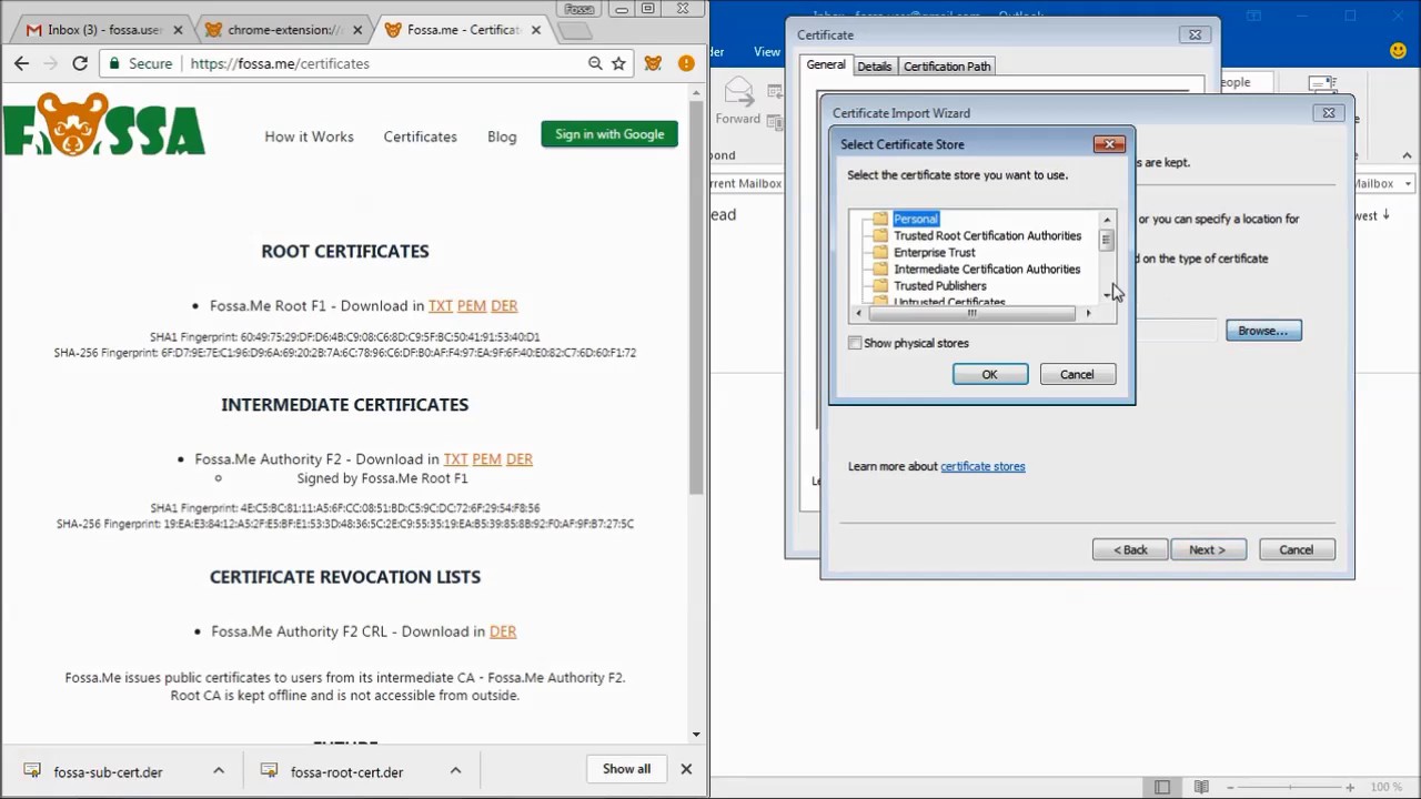 Install Free Fossa X.509 Certificates on Windows