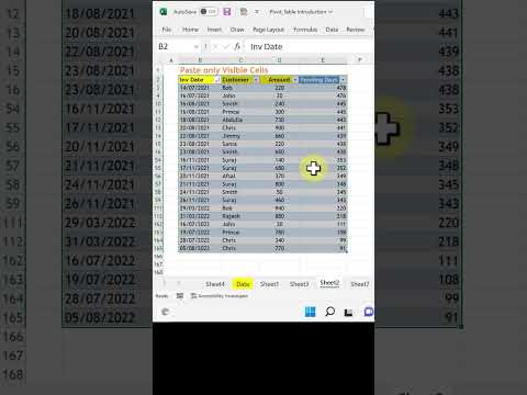 How to copy paste only visible cells
