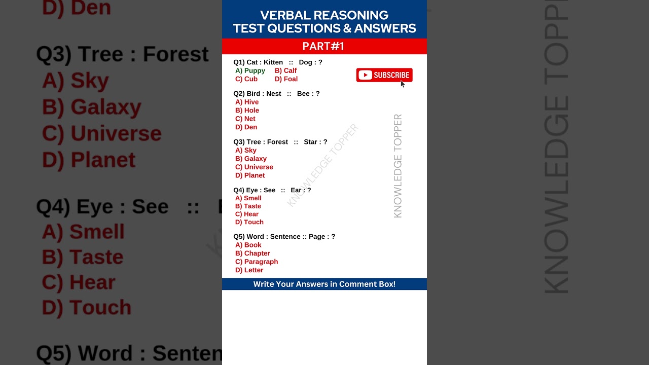 Verbal Reasoning Test Questions & Answers 📚