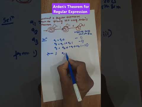 Arden's Theorem for regular Expression | Diploma 2023 automata question paper solution #wbscteexam