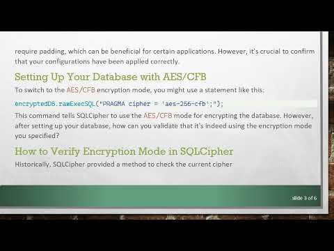 How to Verify if Your Database is Encrypted with AES/CFB using SQLCipher