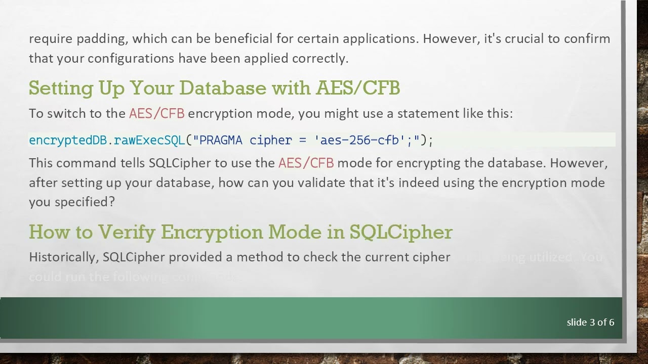 Verify AES/CFB Encryption in Your SQLCipher Database 🔒