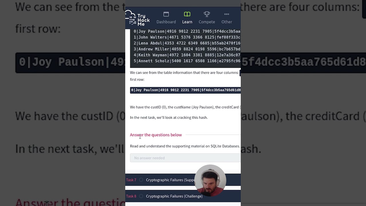 Cryptographic Failures (Supporting Material 1) | Answer the Questions Series #shorts #thm #tryhackme