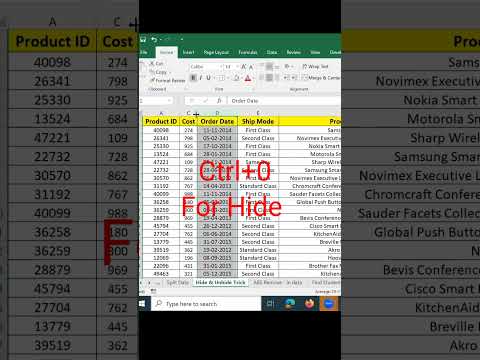 Shortcuts | To Hide or Unhide Column in Excel