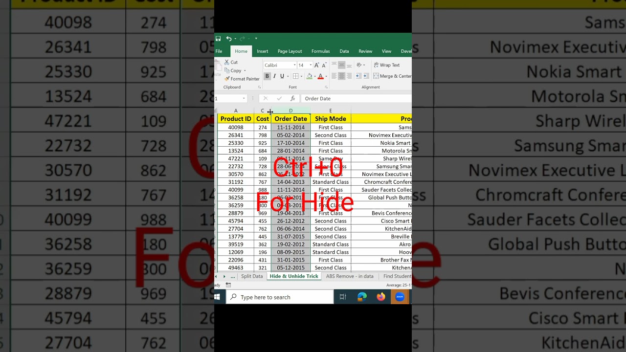 Excel Shortcuts: Hiding and Unhiding Columns