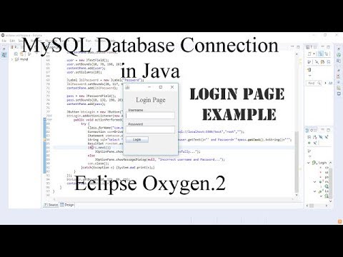MySQL Database connection in Java using Eclipse || Login page Example || English