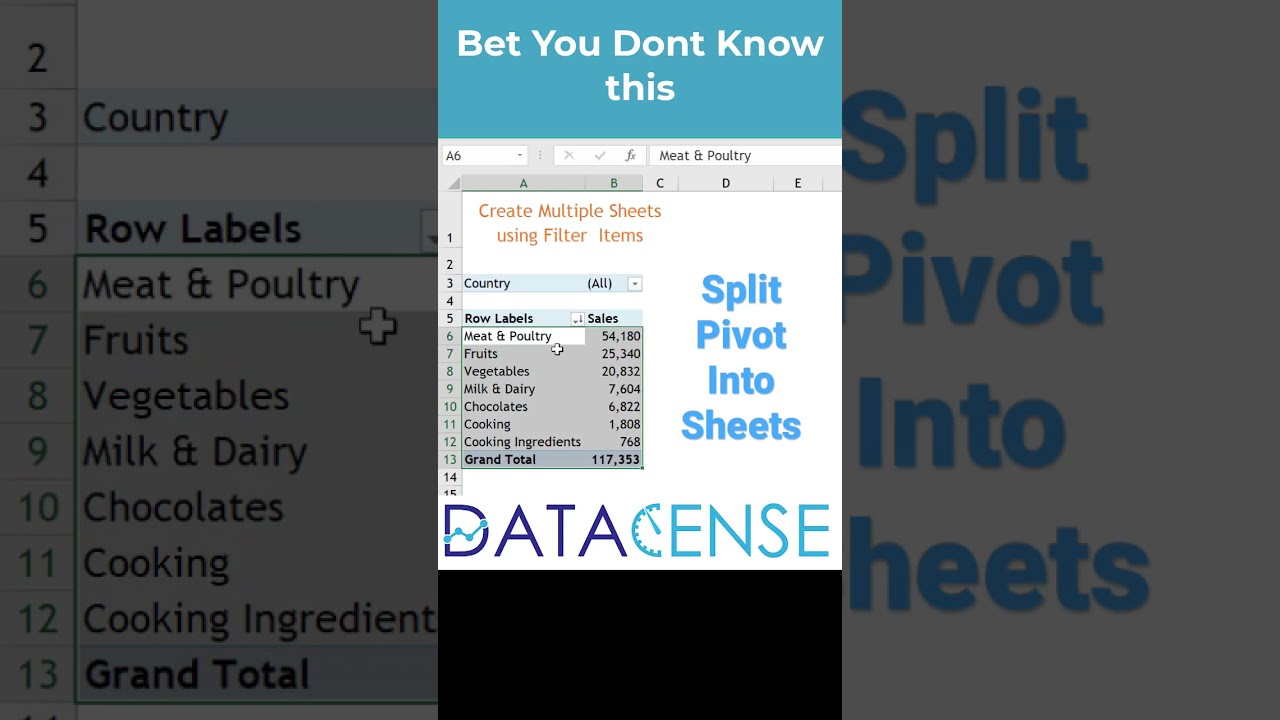 Split Pivot Table into multiple sheets #exceltips