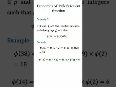 Properties Of Euler's Totient Function
