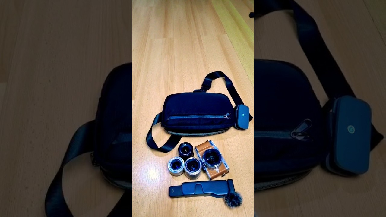 Micro Four Thirds is awesome!! 4 lenses 2 cameras 1 small sling bag #photography #microfourthirds