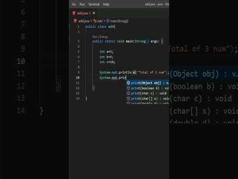 Addition of 3 numbers using Java Programming | Add three number | #javaprogramming