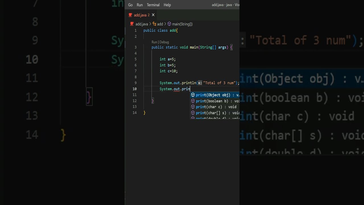 Java Program to Add Three Numbers
