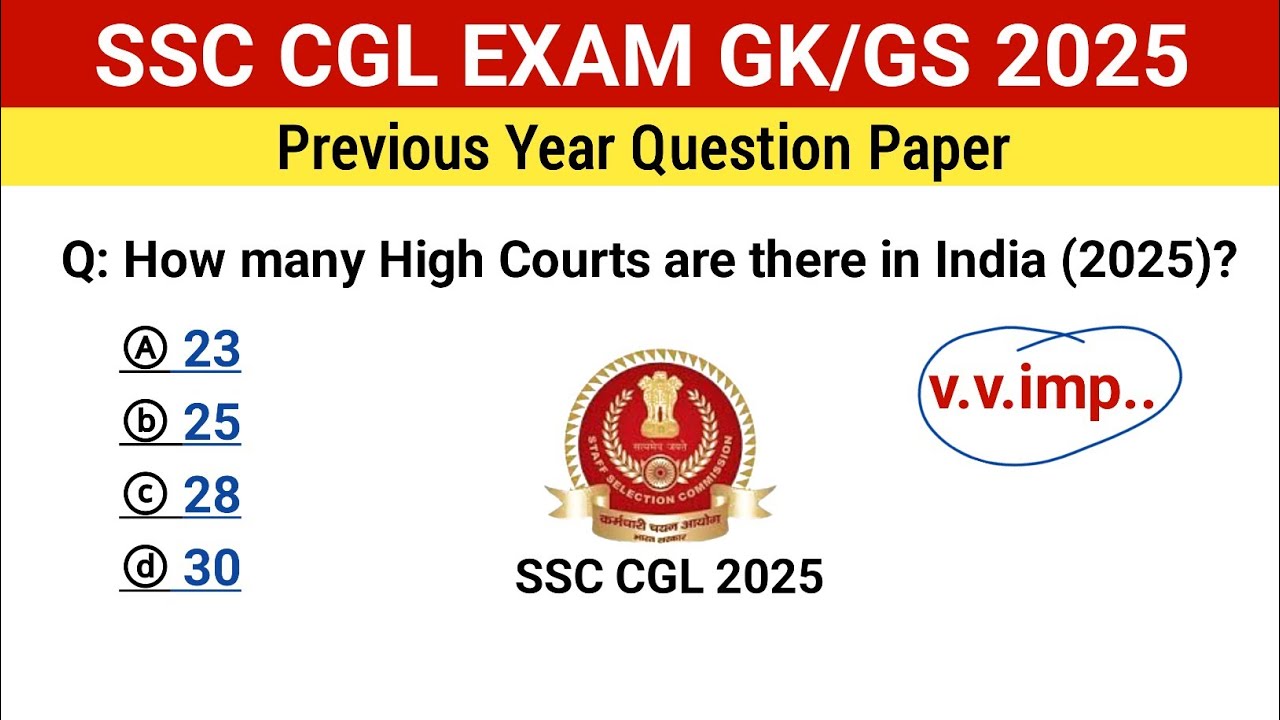 SSC CGL 2025 GK & GS Previous Year Questions 📚