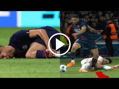 "Achraf Hakimi Seriously Injured After SHOCKING Tackle by Luis Diaz – PSG vs Bayern Munich! 😱⚽