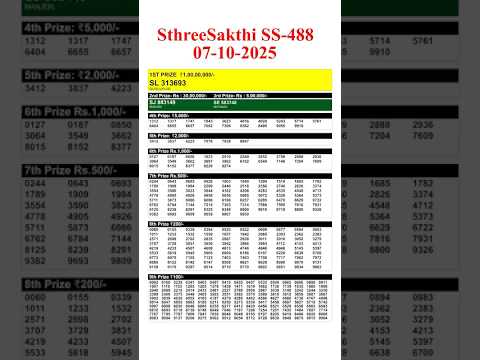 KERALA STHREE SAKTHI SS 488 KERALA LOTTERY RESULT 7.10.25 | LIVE KERALA LOTTERY RESULT TODAY.