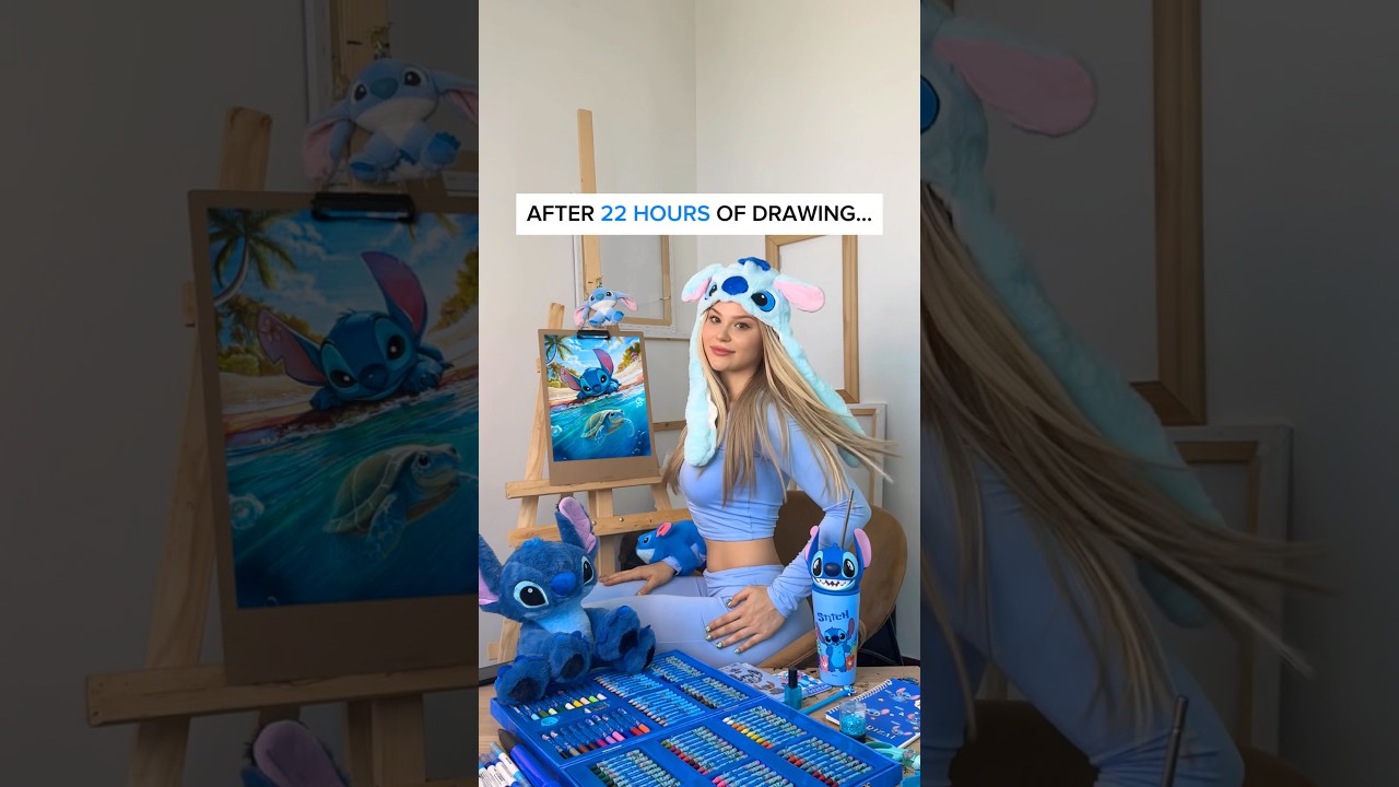 Drawing with Stitch & Hidden Flower 🌺