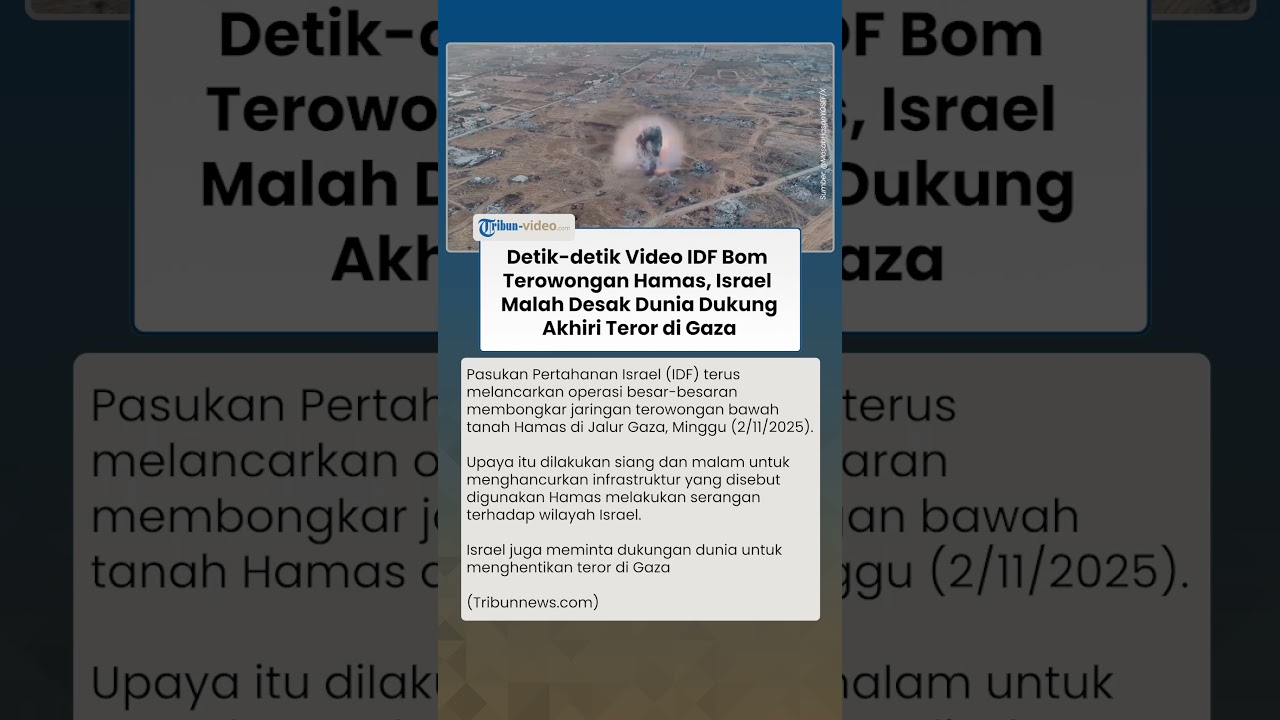 Israel Serang Terowongan Hamas dan Peringatkan Dunia agar Tidak Biarkan Gaza Dikuasai Teroris Lagi