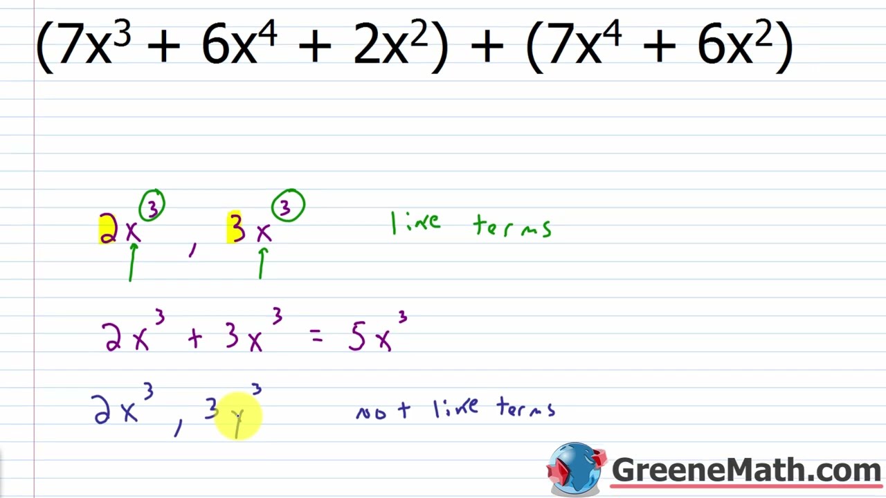 Algebra 2 Lesson #34: Master Adding & Subtracting Polynomials π