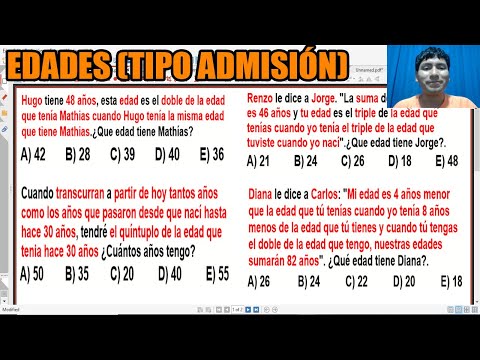 EDADES PROBLEMAS RESUELTOS RAZONAMIENTO MATEMATICO