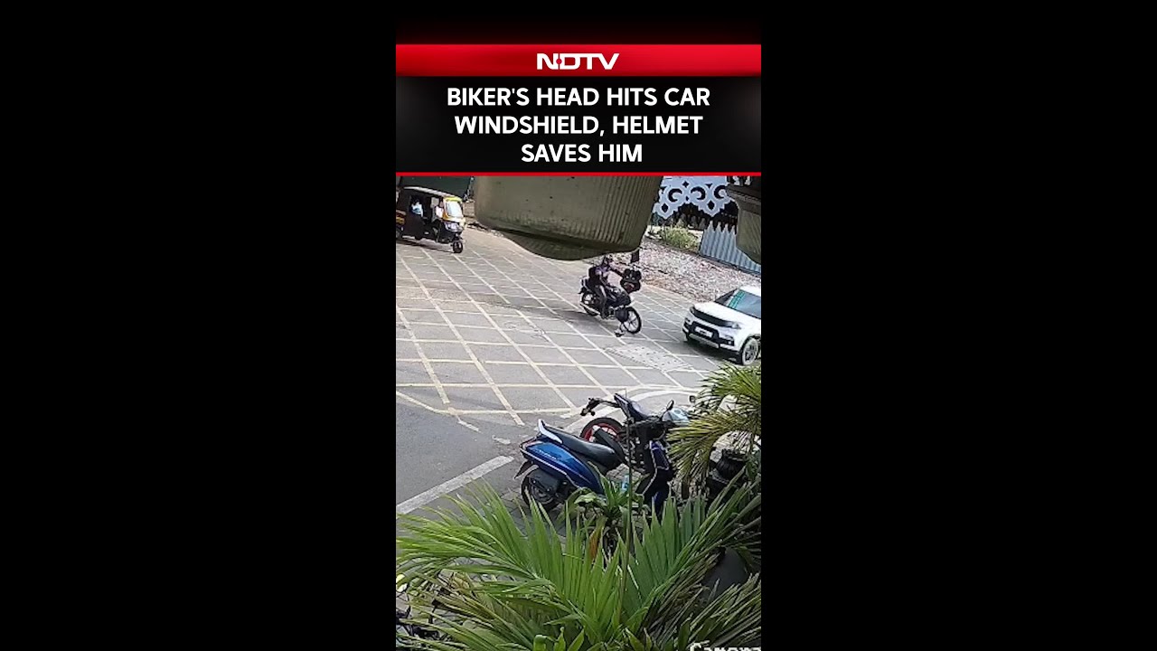 Pune Biker's Helmet Saves Him After Crash 🚗