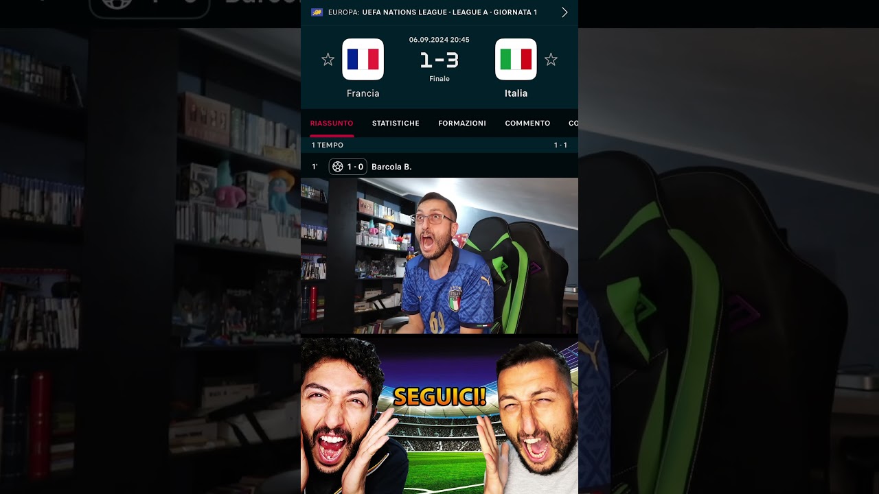 Francia-Italia 1-0: Reazione al gol di Barcola âš½