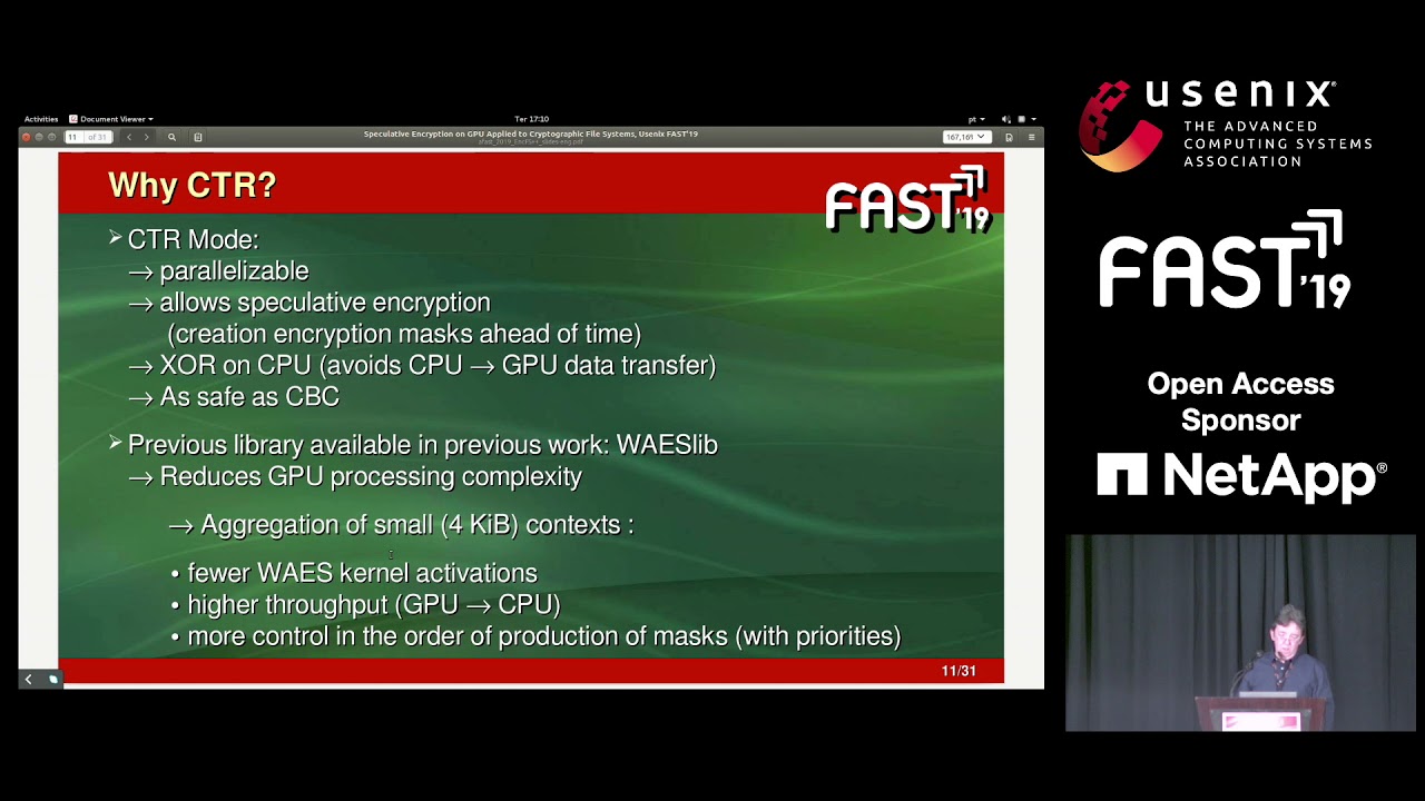FAST '19 - Speculative Encryption on GPU for Cryptographic File Systems