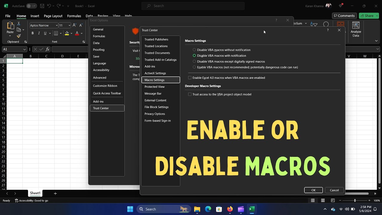 Enable or Disable Macros in Excel on Windows 11