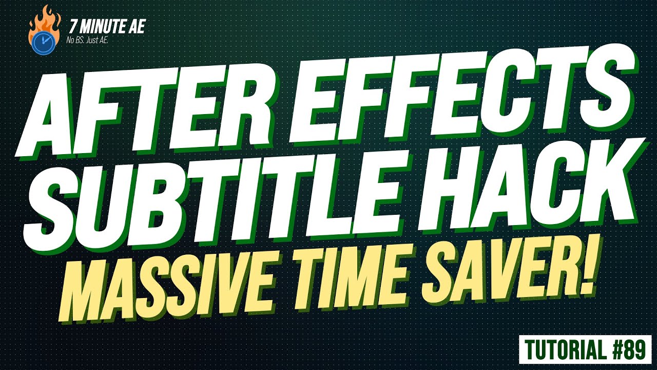 Create Subtitles in After Effects with a Simple Hack π¬