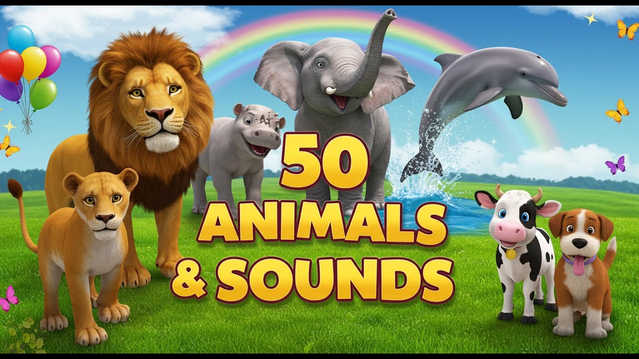 50 Animal Names & Sounds for Kids 🐾