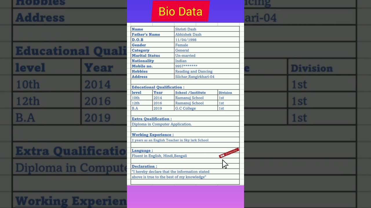 Guide to Crafting a Bio Data & CV ✍️