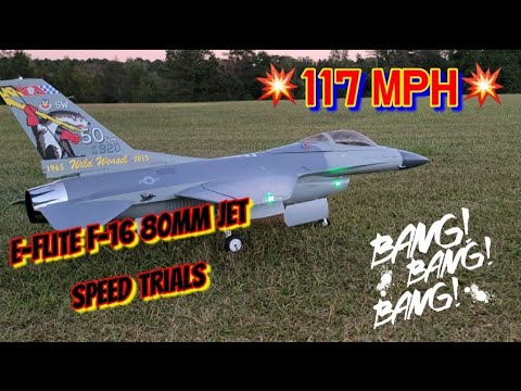 E-Flite F-16 Falcon 80mm EDF Jet Speed Trials... 117 MPH!?๐ฅ