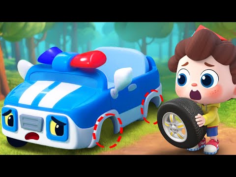 Police Car's Wheels Go Round and Round | Surprise Eggs | Nursery Rhymes & Kids Songs | BabyBus