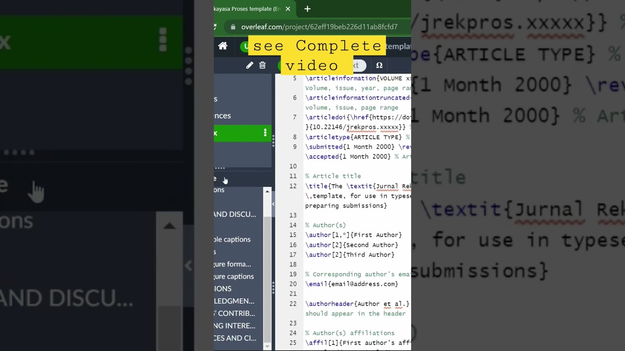Overleaf Template Rendering Tutorial 🎥