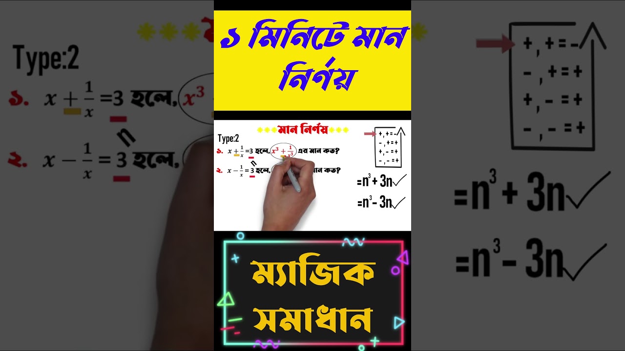 বীজগণিতের মান নির্ণয়ের শর্টকাট পদ্ধতি 🧮