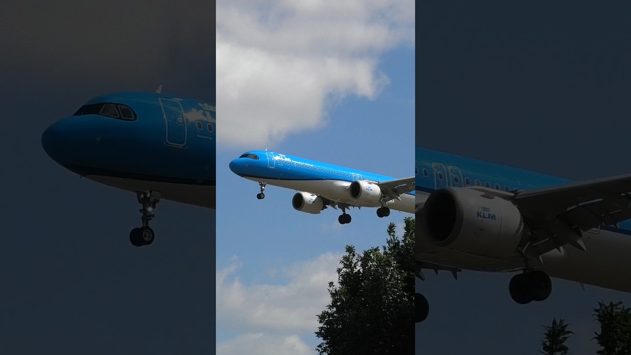 KLM Airbus A321neo Landing at London Heathrow from Amsterdam 🇳🇱 #shorts #airbus #klm #a321 #landing