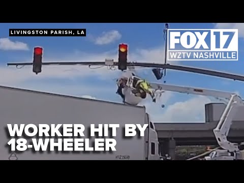 Shocking dashcam video shows electrical worker moments before being hit by 18-wheeler