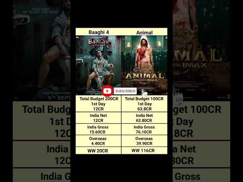 Baaghi 4 vs Animal Day 1 Final Box Office Collection #shortsfeed Tiger Shroff