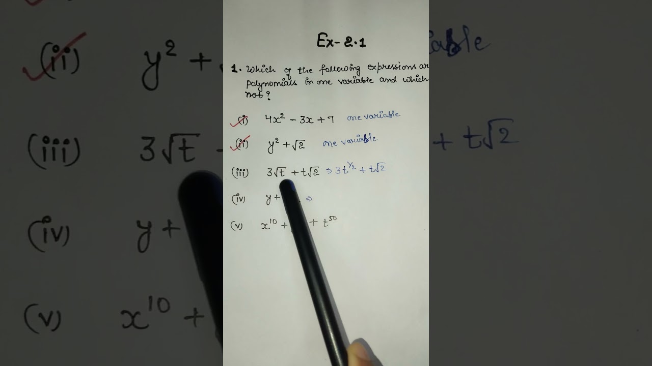 Class 9 Math | Ex 2.1  Q 1  | Polynomials | Chapter 2
