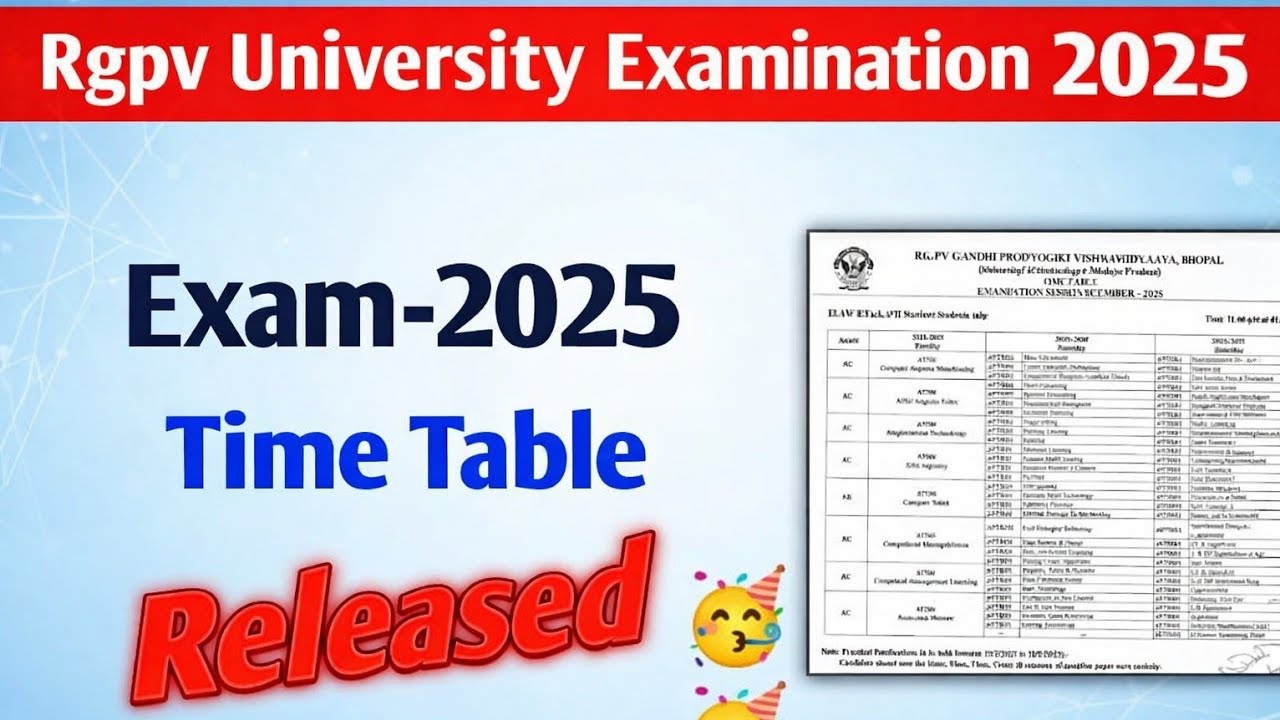 RGPV 2025 Exam Time Table Released 📅