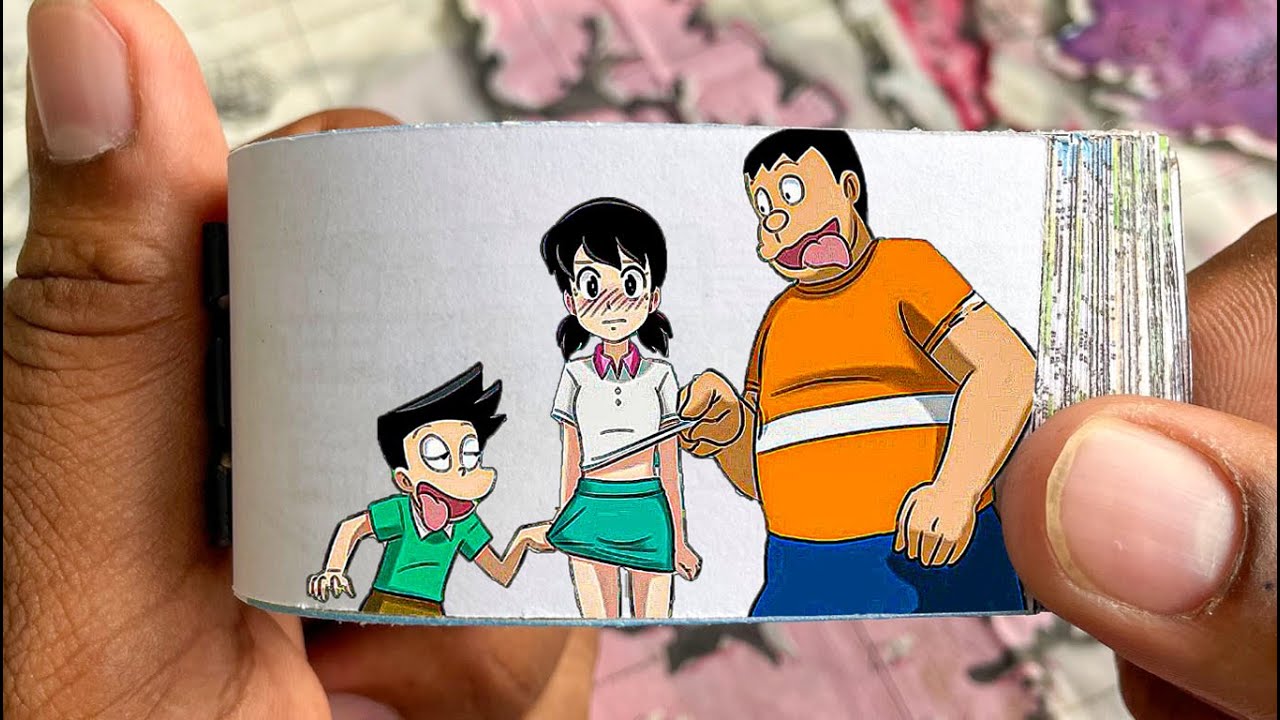 Doraemon Flipbook #158: Gian Suneo Pulls Shizuka's Clothes
