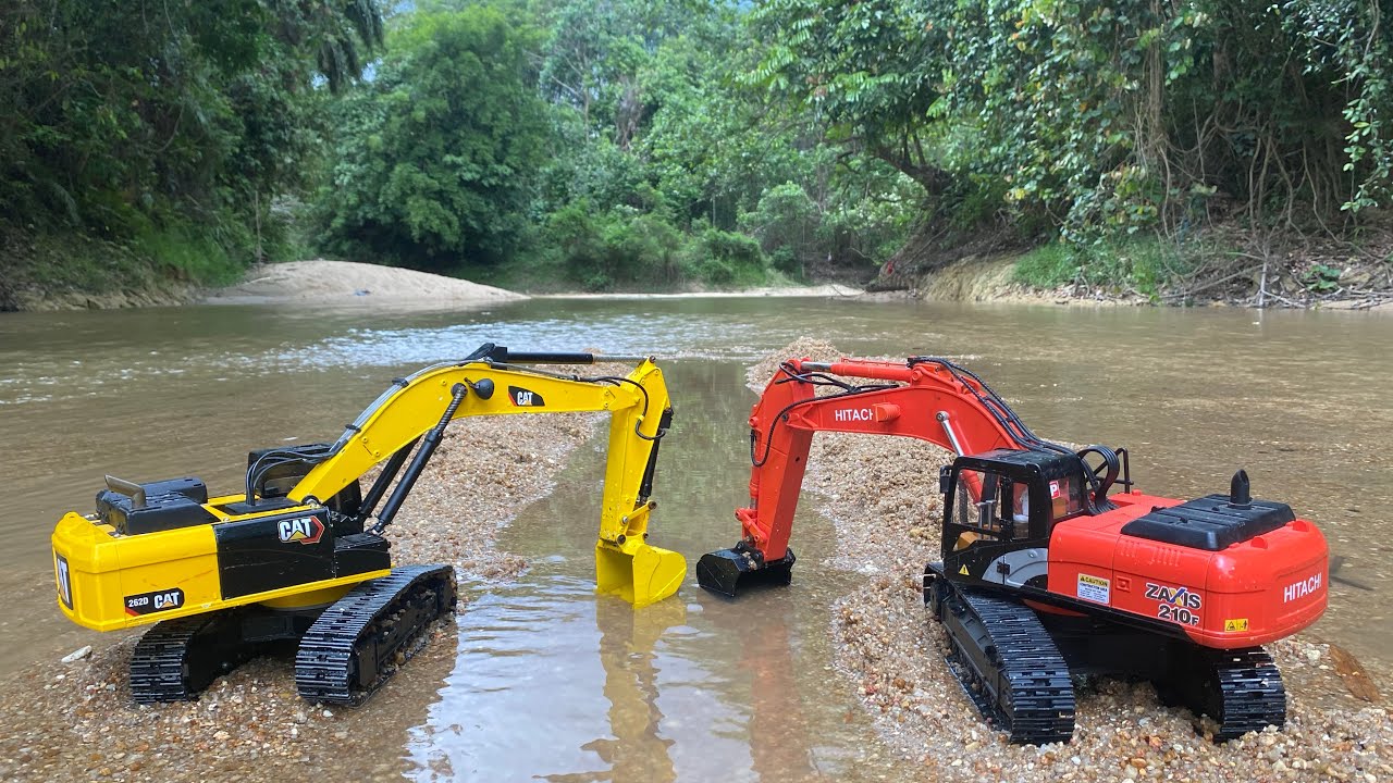 Strong Scale 1/16 : RC Excavator Hitachi & CAT Making Estaury Remasted NEW