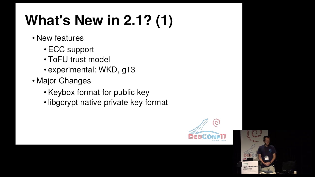 GnuPG 2.1 Overview by Niibe Yutaka at DebConf17