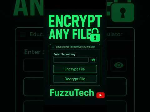 Encrypt & Decrypt ANY file in seconds! ⚡ AES Encryption Demo | Safe GUI App 🔒 #FuzzuTech #Python