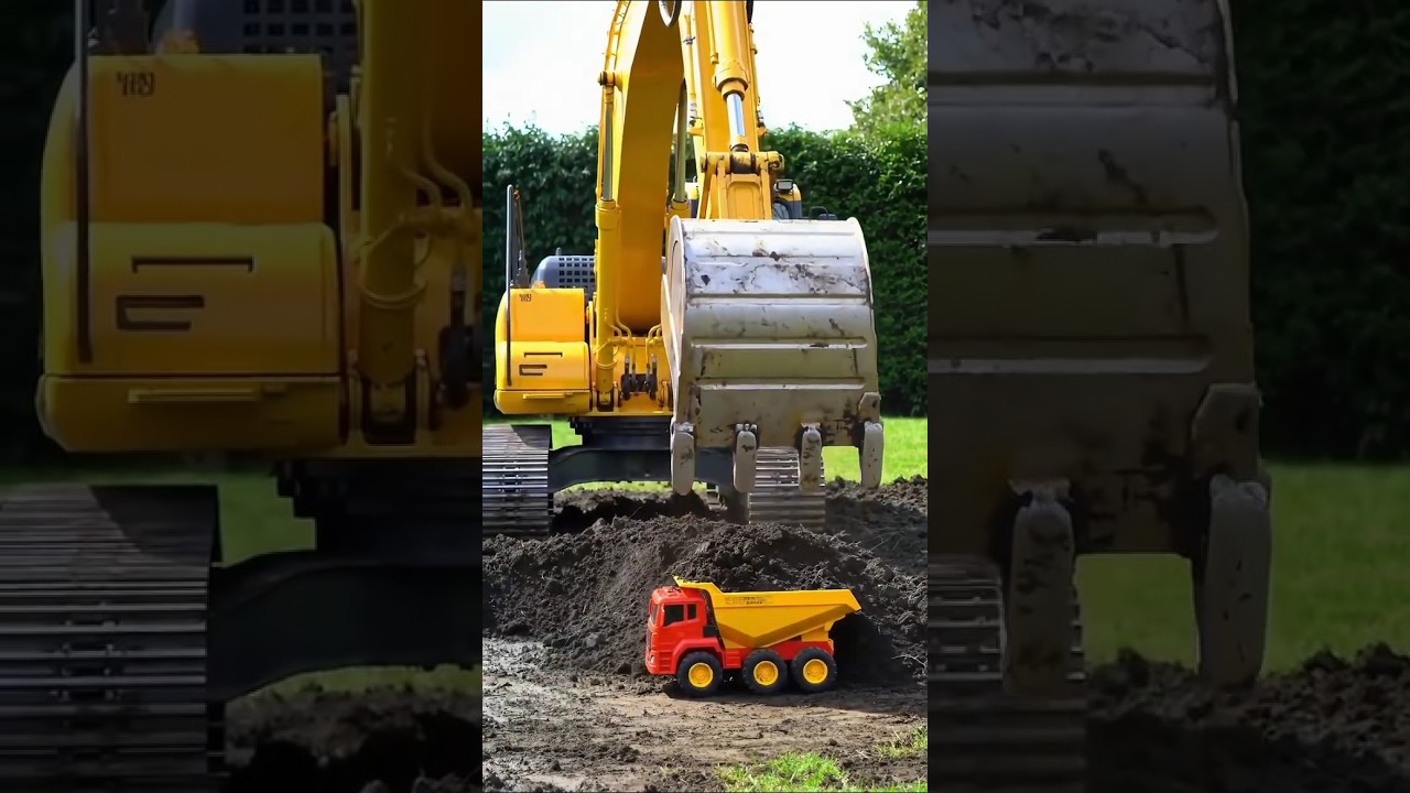 Seru! Excavator Angkut Pasir ke Truk Dam ππ #Shorts