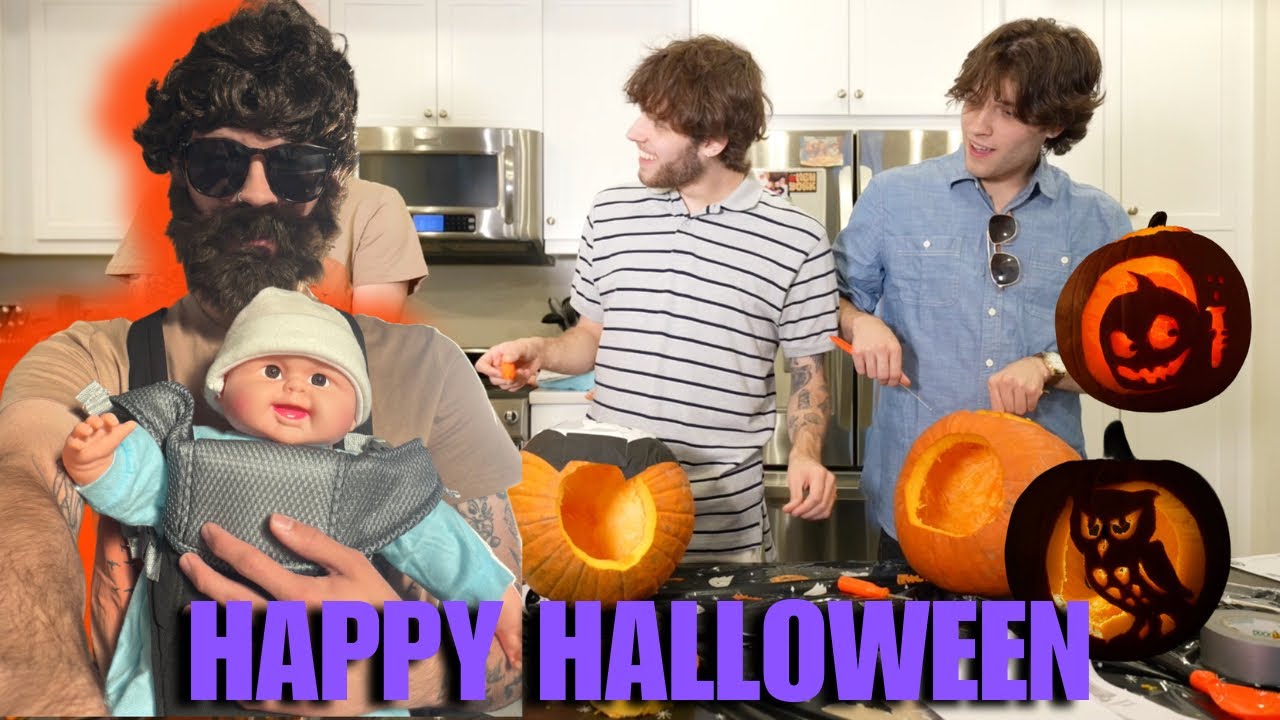 Hungover but Still Carving Pumpkins π β Halloween Fun with the Triplets!