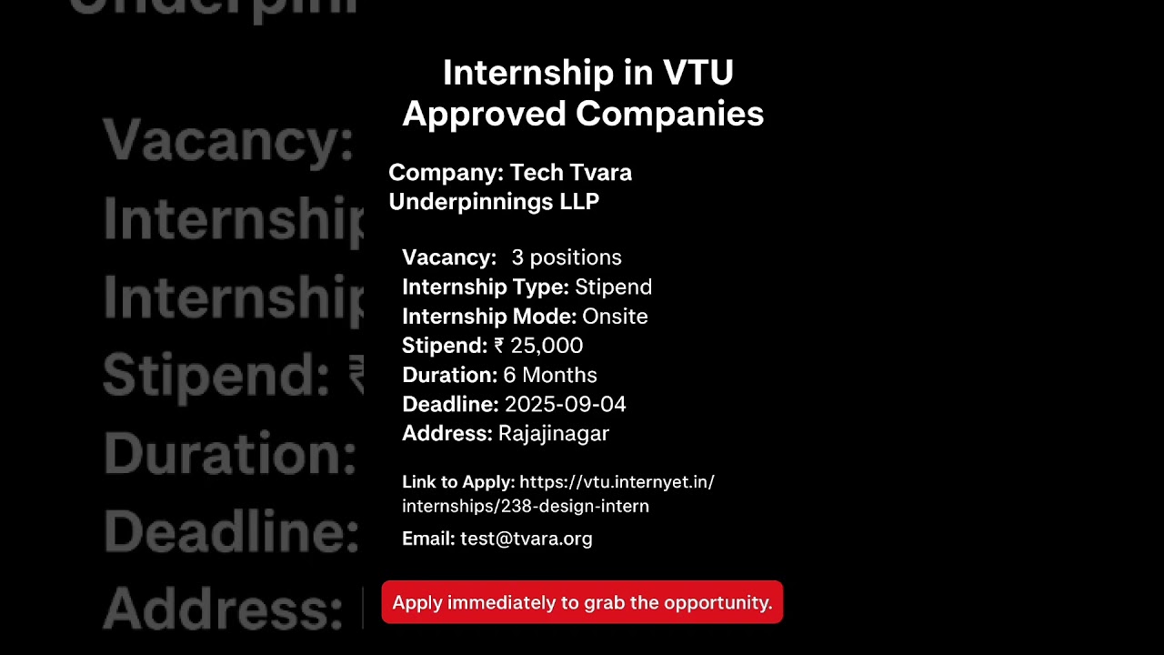 VTU-Approved Internship at Tech Tvara | ₹25,000 Stipend