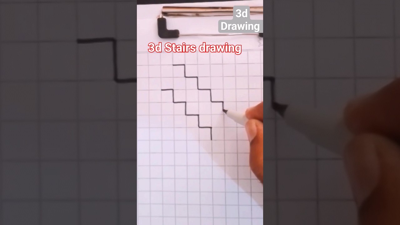 3d stair drawing easy✍️ | optical illusion | #3d #art #stairs #youtubeshorts #ytshorts #shorts #draw