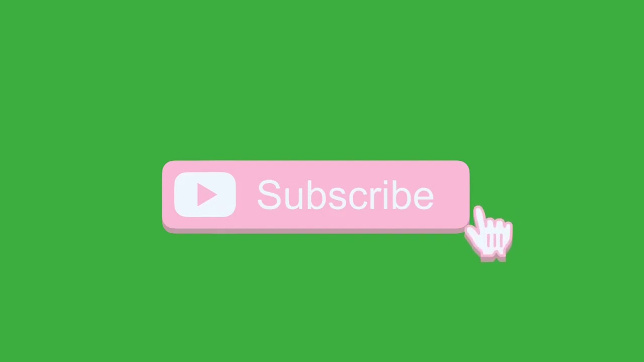 Pink Subscribe Button with Notification Bell on Green Screen